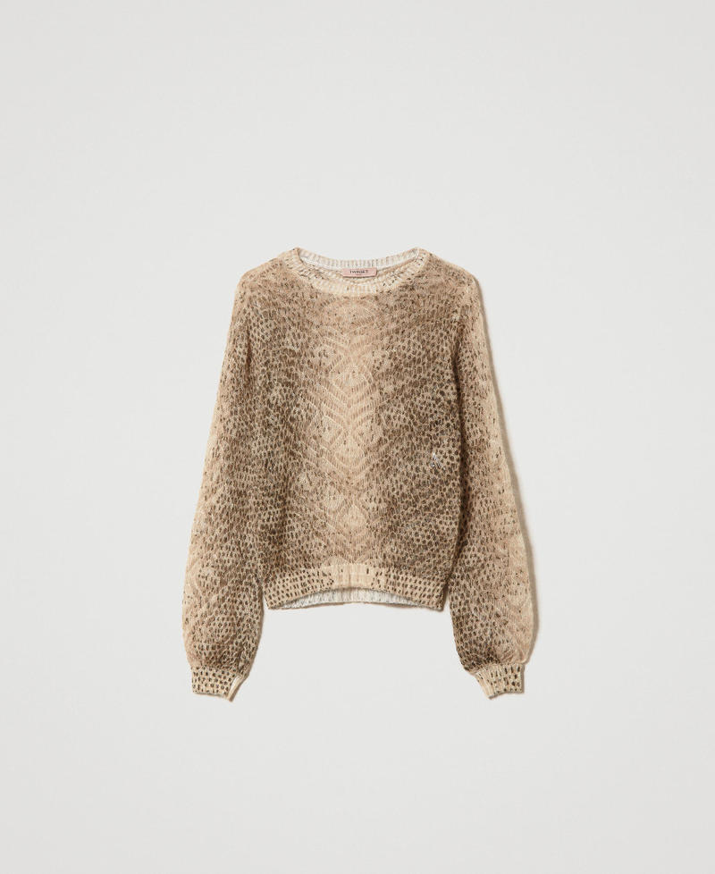 Wool and mohair blend jumper with animal print
