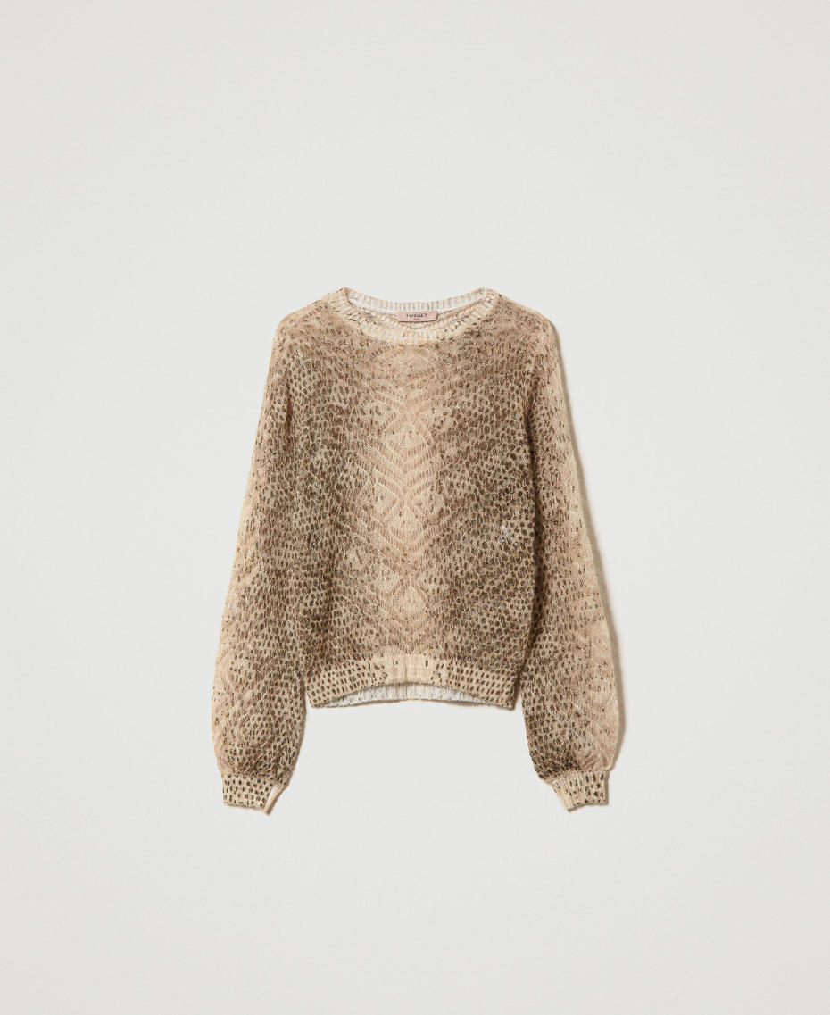Pullover aus Wolle-Mohair-Mischung mit Animaldessin Print Lizard Knit Frau 232TT3470-0S