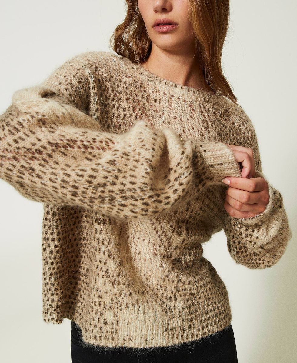 Cárdigan-jersey en mezcla de lana y mohair Mujer, Estampado