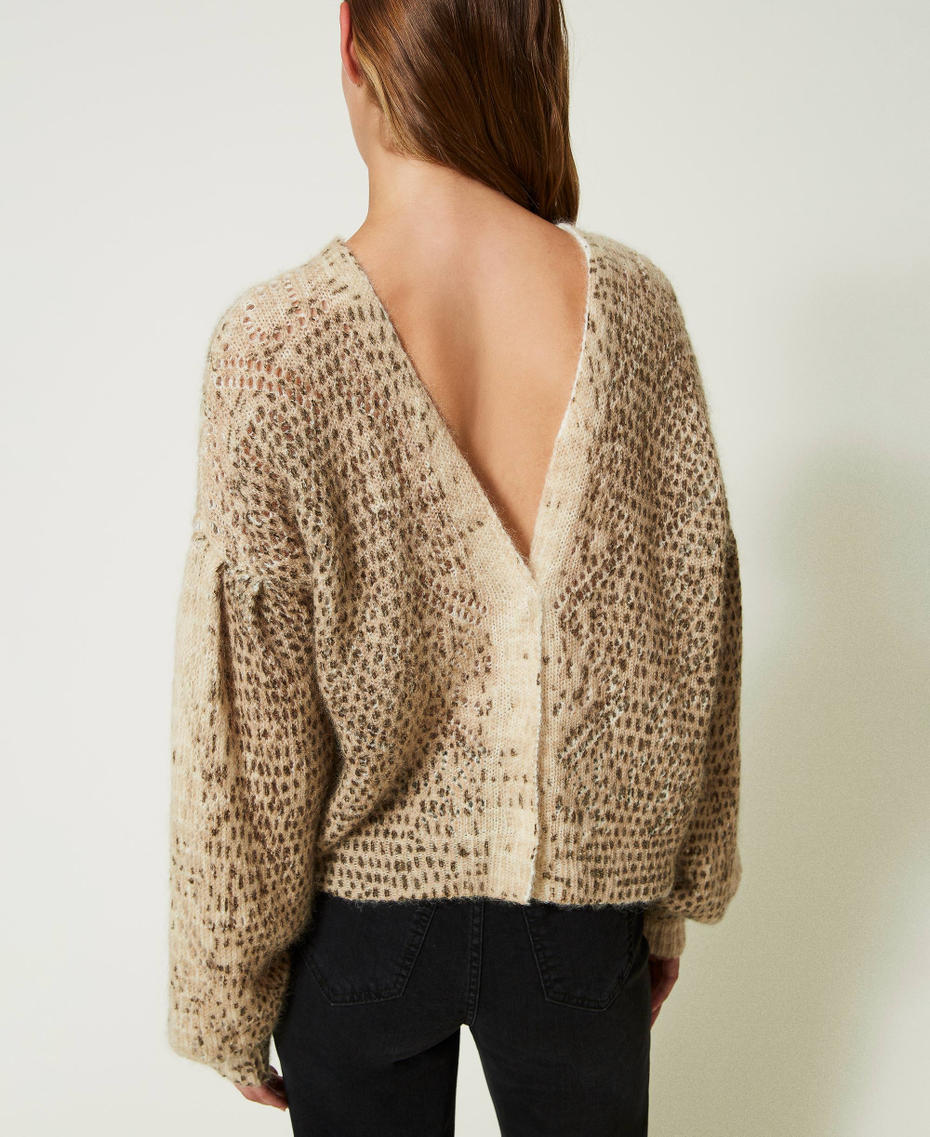 Cardigan-maglia in misto lana e mohair Stampa Lizard Knit Donna 232TT3471-05