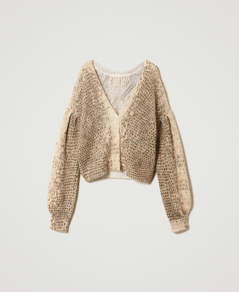 Cárdigan-jersey en mezcla de lana y mohair Estampado Lizard Knit Mujer 232TT3471-0S