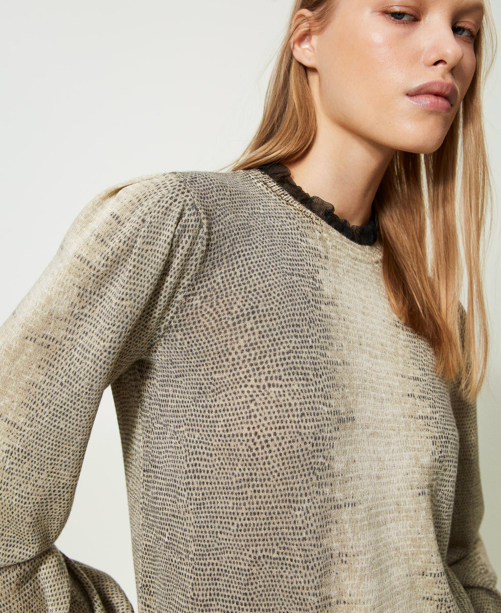 Lurex and wool jumper with lizard print
