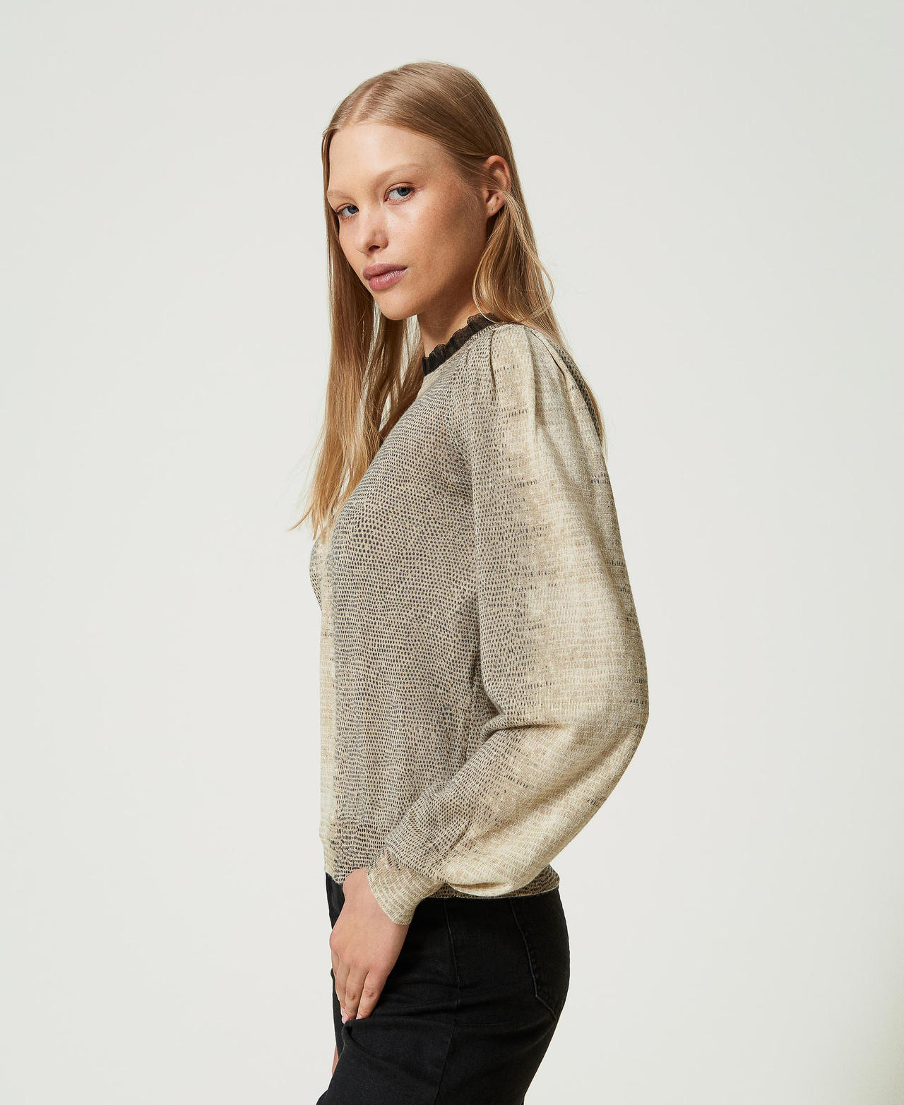 Lurex and wool jumper with lizard print