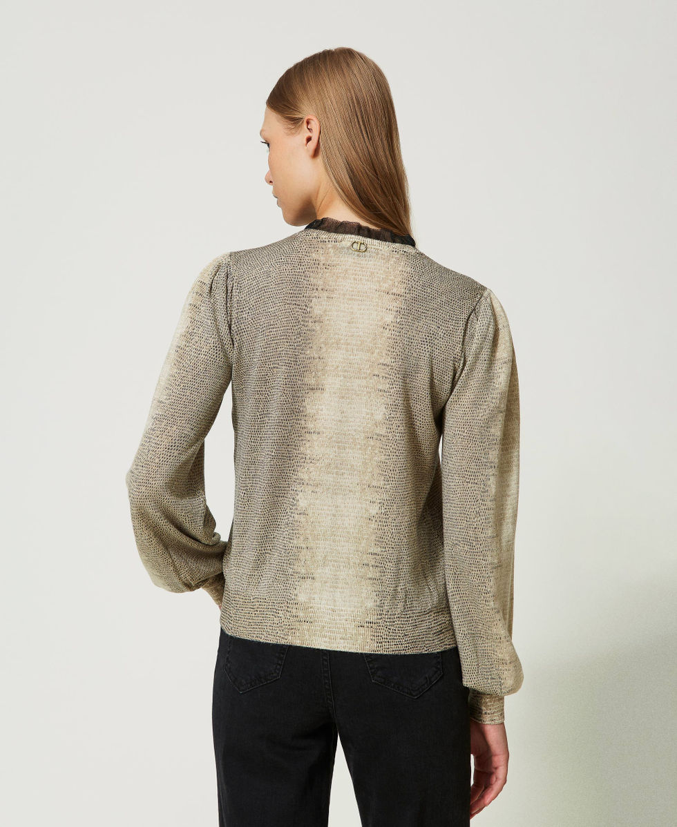 Lurex and wool jumper with lizard print