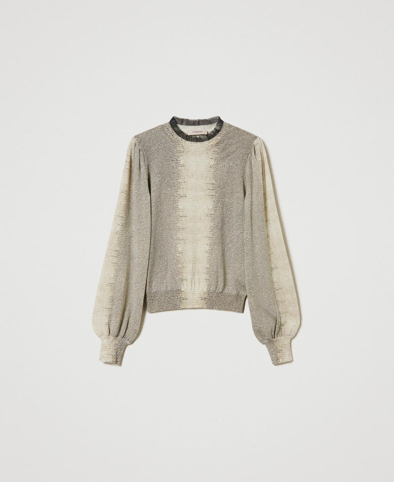 Pull en laine et lurex avec imprimé lézard