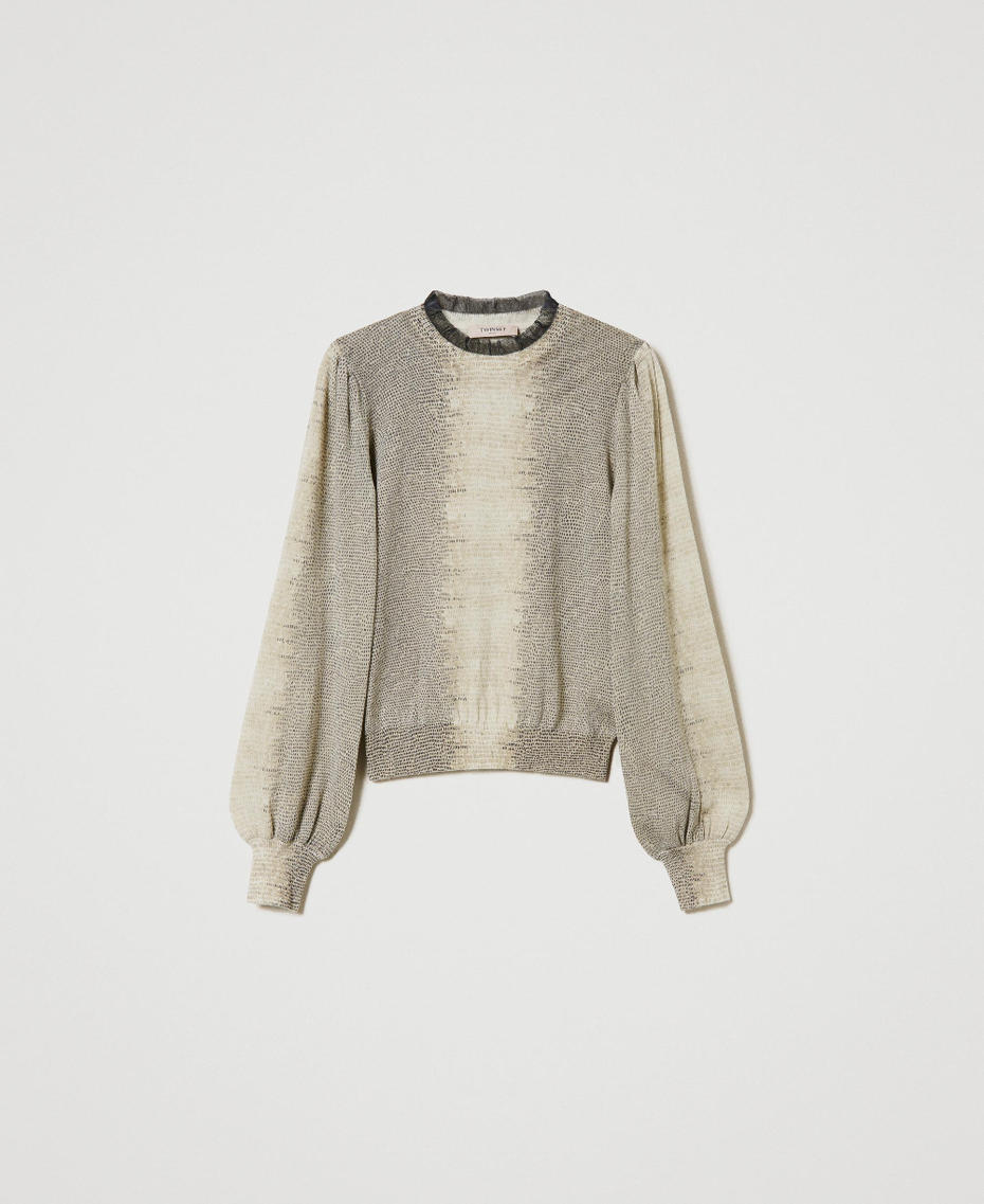 Lurex and wool jumper with lizard print