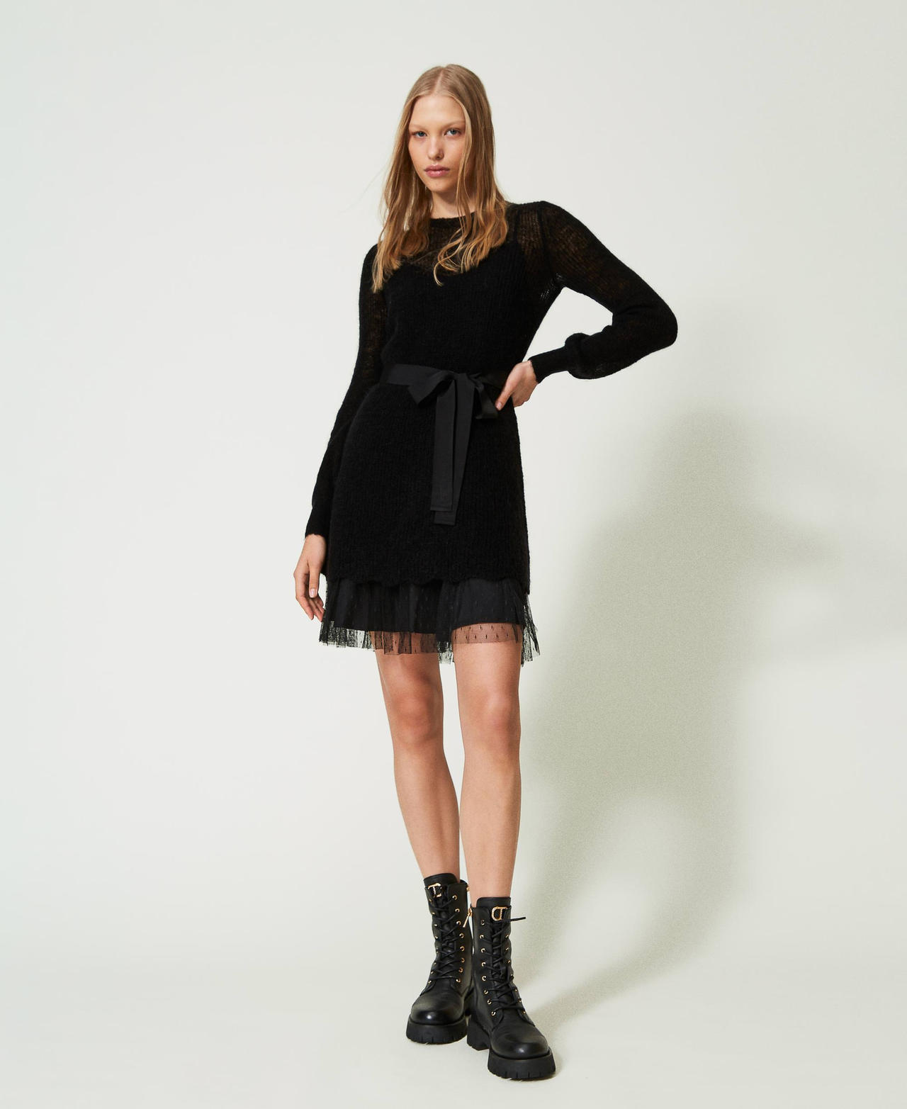 MAJE High Collar Mohair Blend Dress main image 0