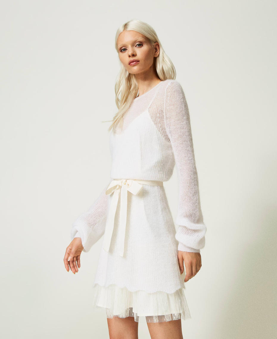 Short mohair blend dress with slip White Snow Woman 232TT3540-01