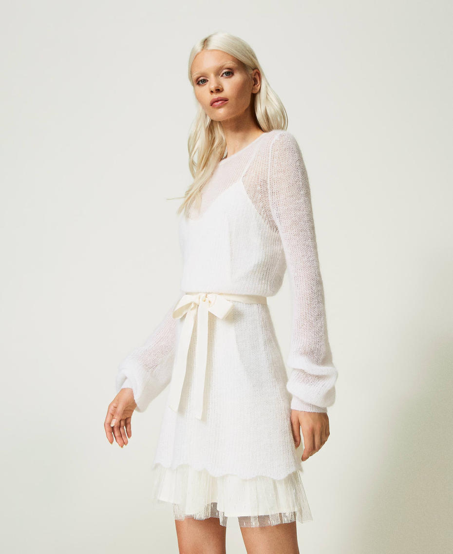 Robe courte en mohair mélangé avec fond de robe