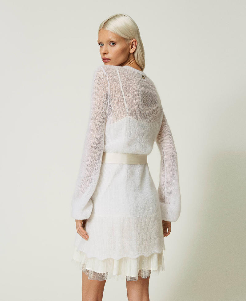 Short mohair blend dress with slip White Snow Woman 232TT3540-03