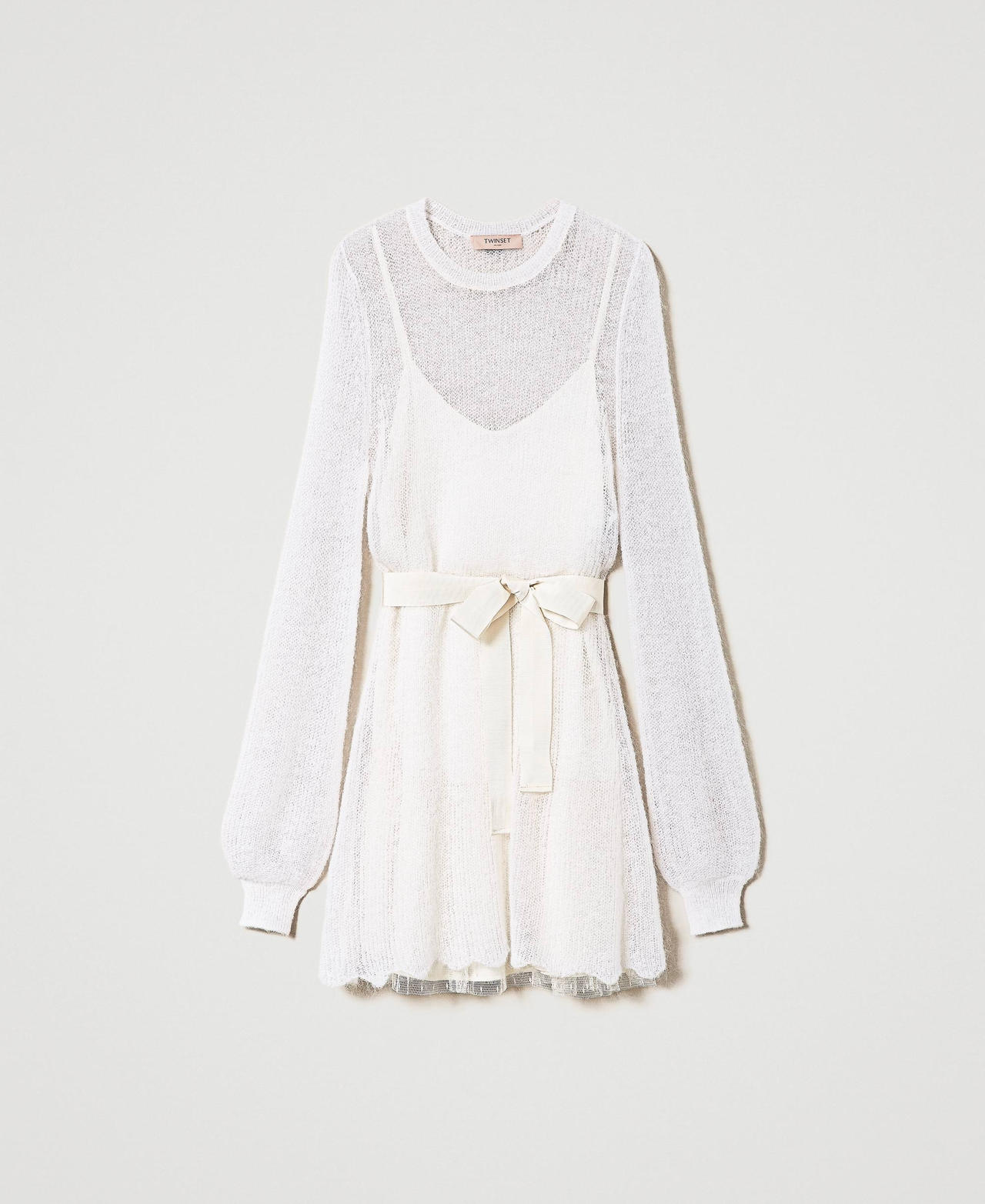 Robe courte en mohair mélangé avec fond de robe