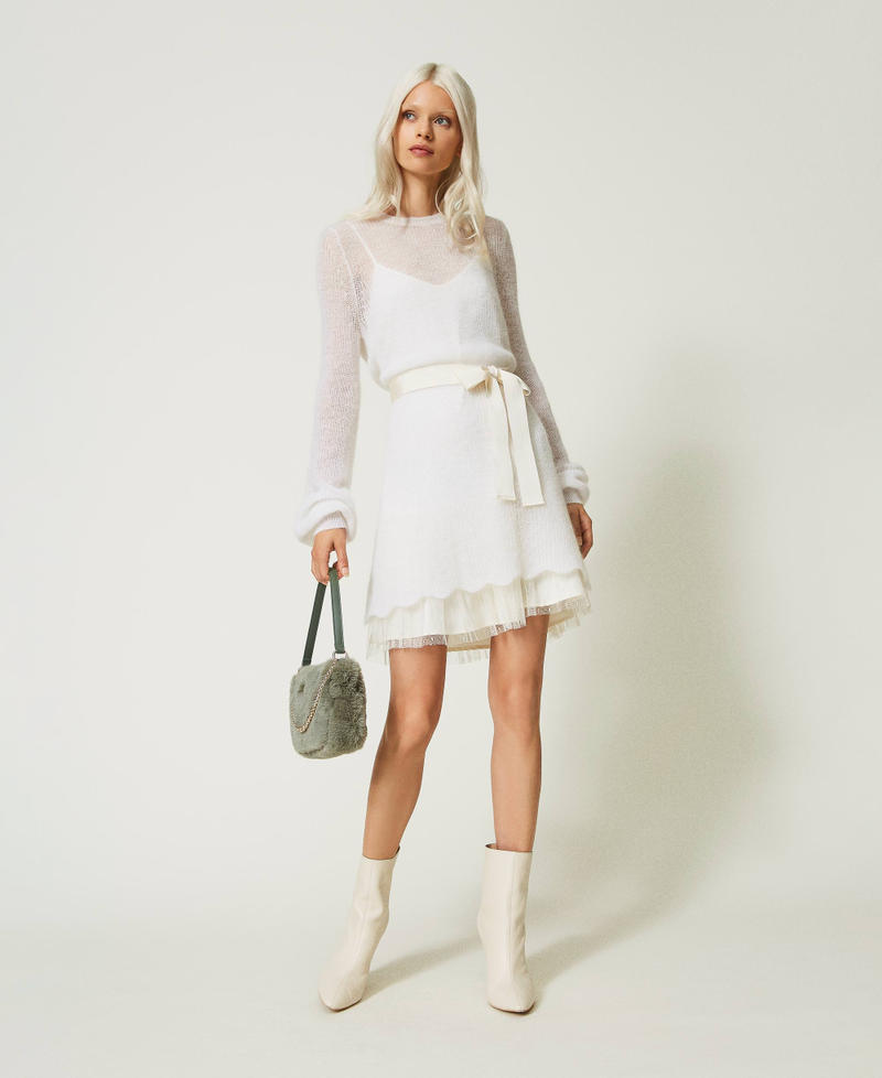 Short mohair blend dress with slip White Snow Woman 232TT3540-0T