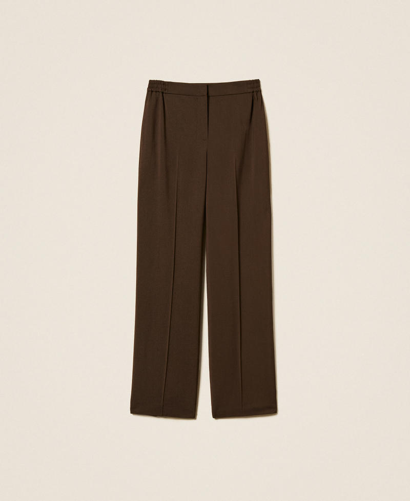 Straight twill trousers with pockets Darkness Brown Woman 262TP268G_13411_S0