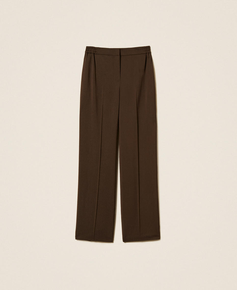Straight twill trousers with pockets Darkness Brown Woman 262TP268G_13411_S0