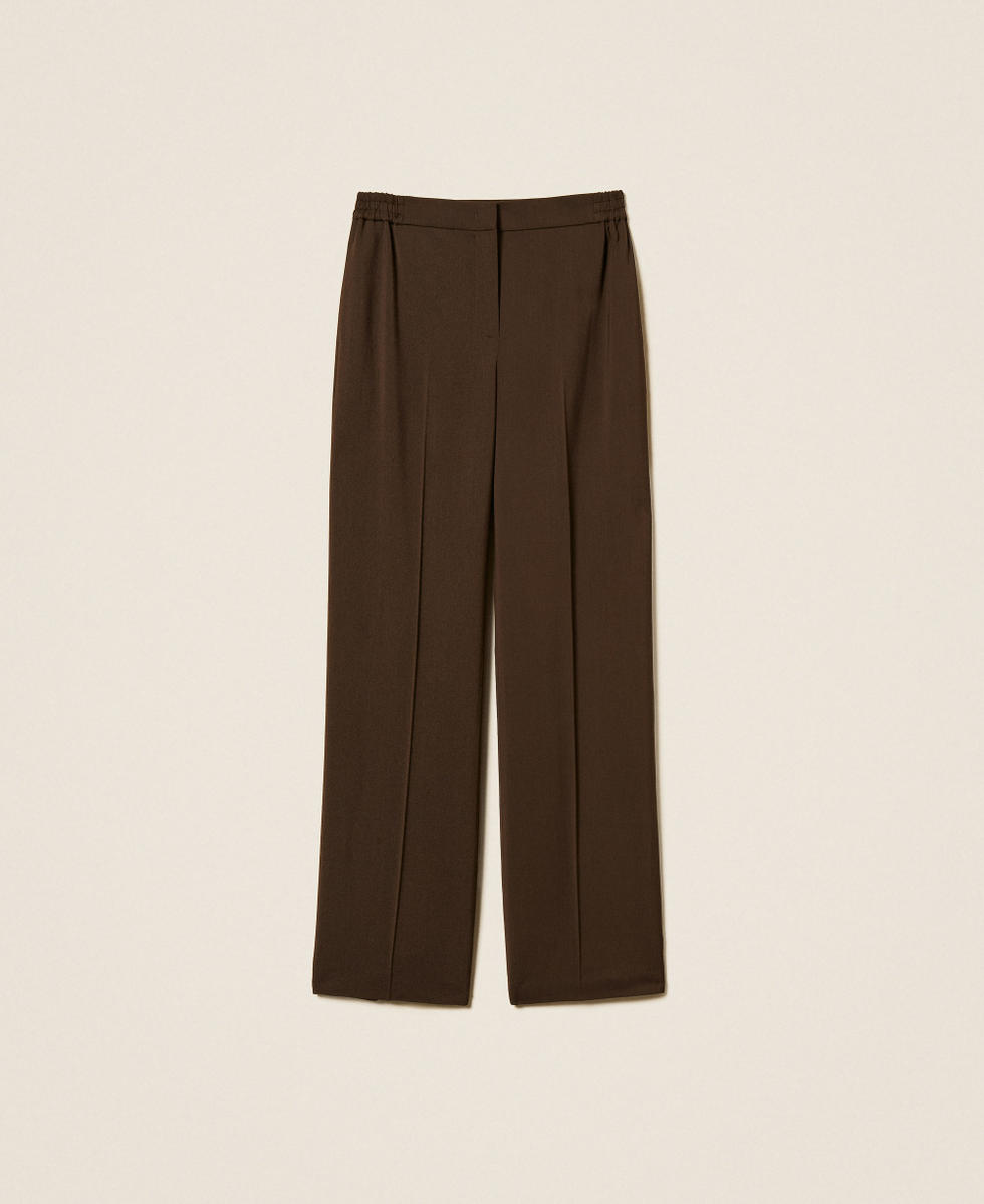 Straight twill trousers with pockets Darkness Brown Woman 262TP268G_13411_S0