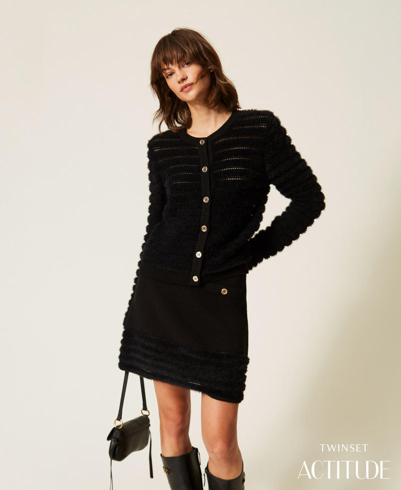 Knitted jacket with gold-tone buttons Black Woman 262AP3032_00006_PA
