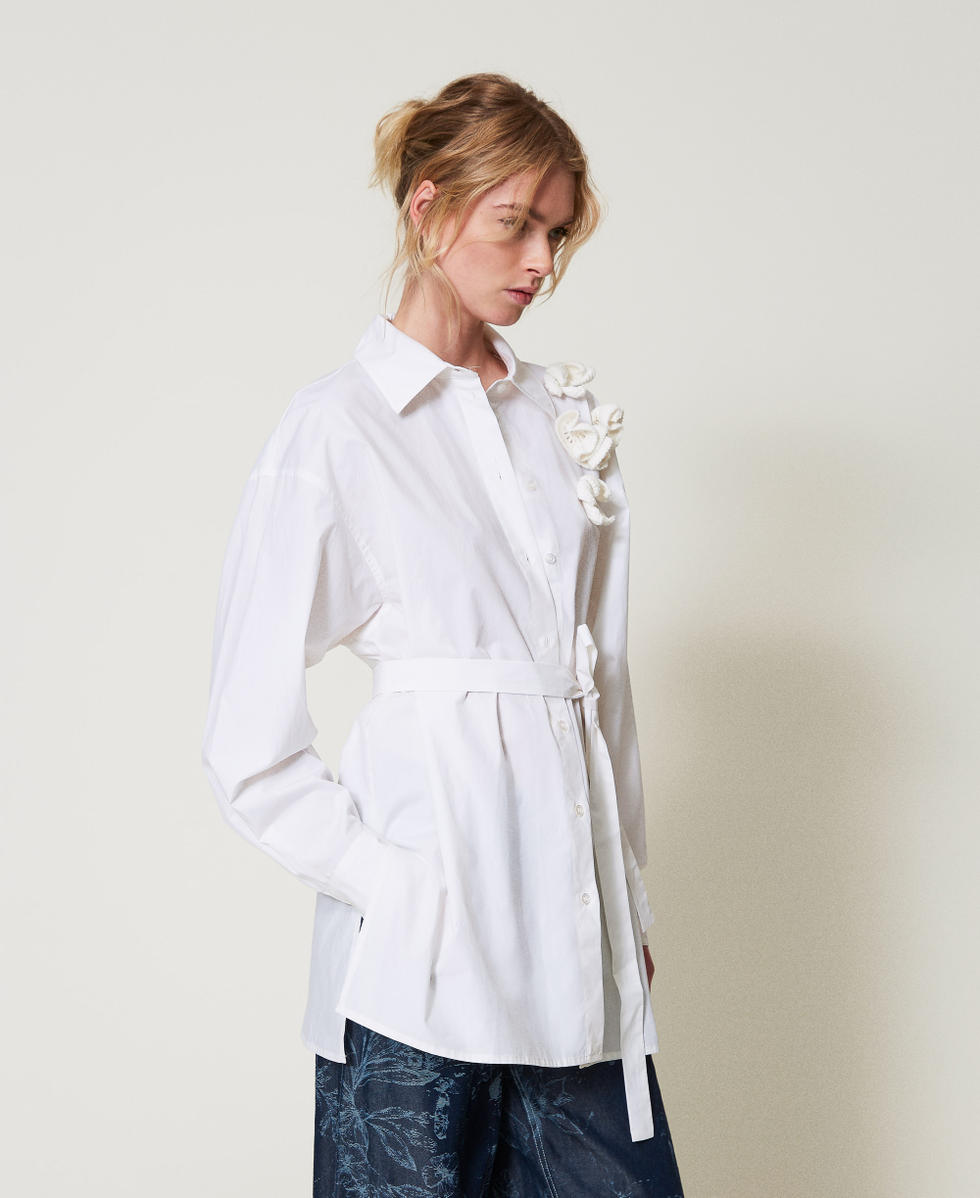 Camisa larga MYFO con flores de ganchillo Blanco "Papers" Mujer 251AQ2011_00840_02