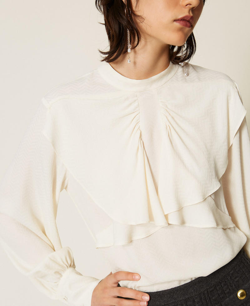 Bluse aus Cr&ecirc;pe de Chine aus Seidengemisch Perlmutt Frau 262TP278A_00059_05