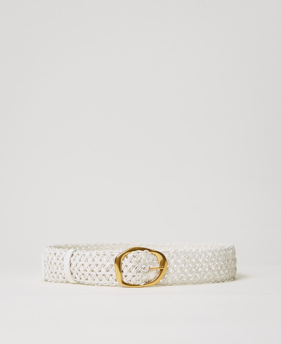 G&uuml;rtel aus geflochtenem Leder Wei&szlig; Schnee Frau 251TO5290_00282_01