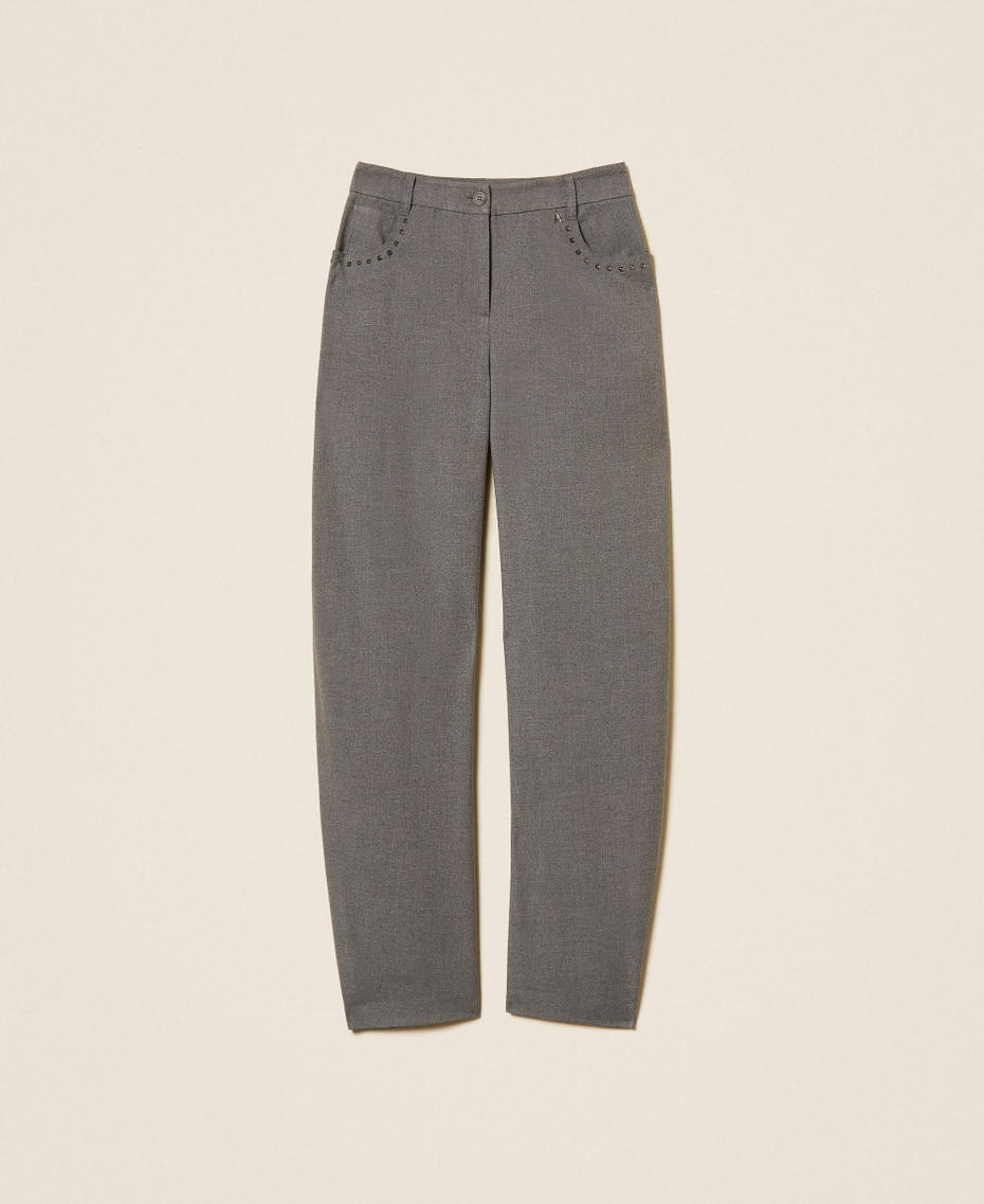 Flannel balloon trousers Mid Grey Melange Woman 262AT2211_12838_S0