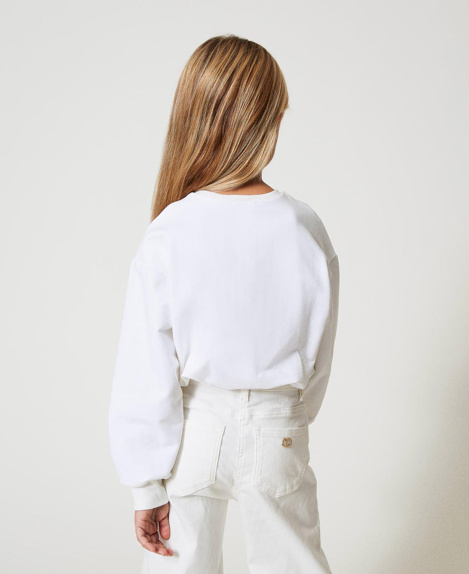 Sweatshirt with embroidered Oval T "Ice" White Girl 251GJ2584_00808_03