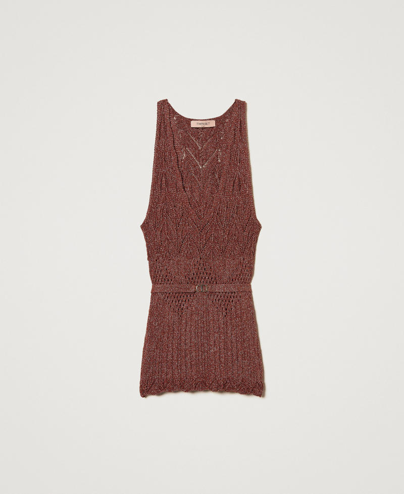 Lurex-Stricktop mit Gürtel Amber Brown Lurex Frau 251TT3195_12450_0S