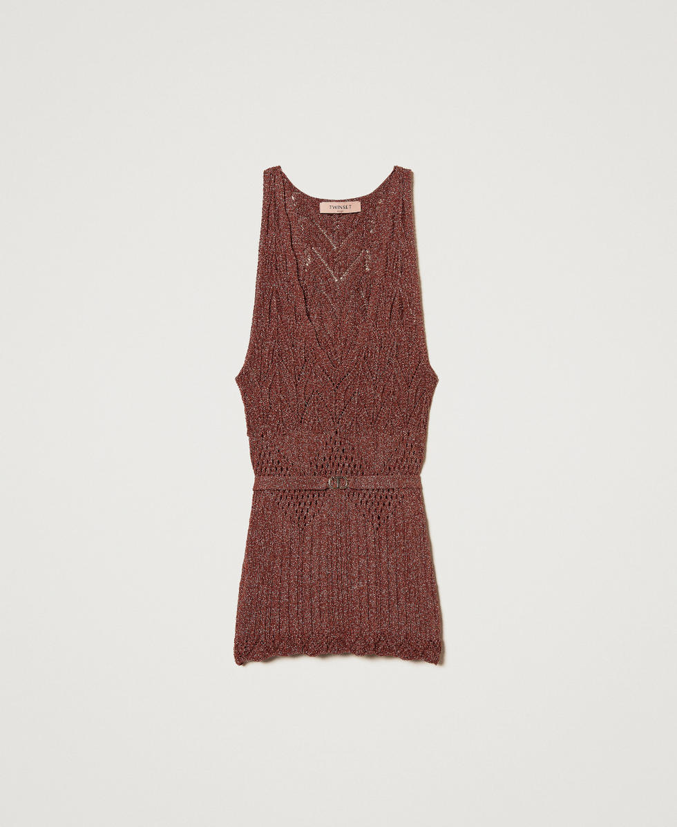 Top in maglia con lurex e cintura