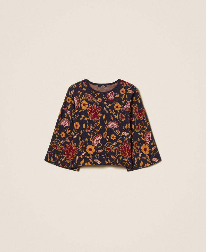 Jacquard floral jumper Fantasy Flowers Jacquard Woman 262AP3080_13766_S0