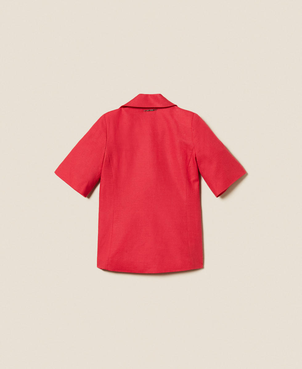 Giacca blazer in lino Rosso "Magenta" Bambina 261GJ2035_13160_S1