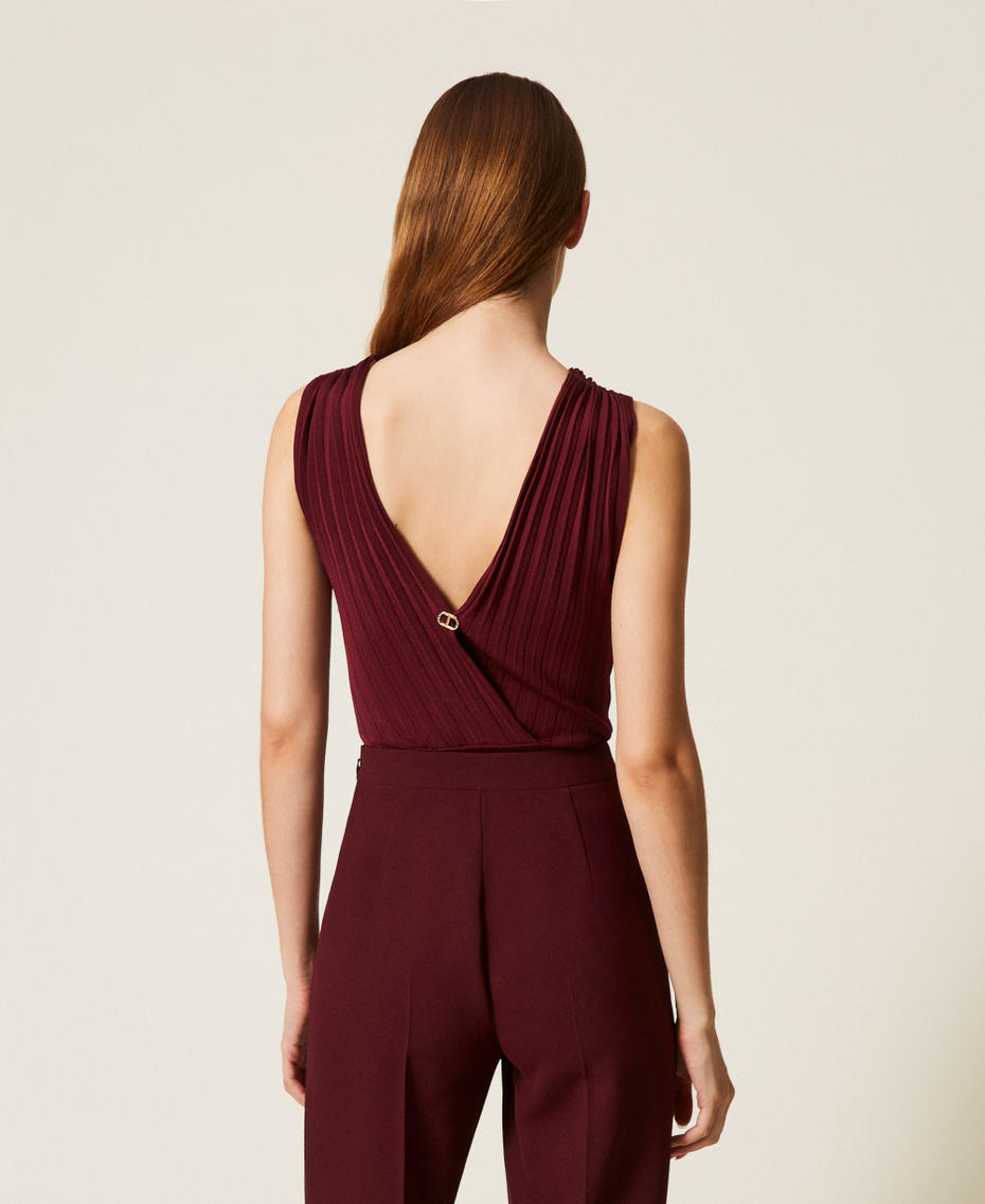 Knitted bodysuit with crossover Light Winetasting Woman 252TP3161_12367_04