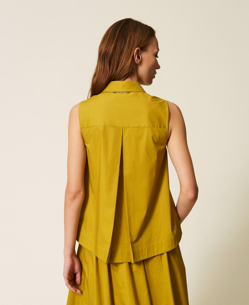 Poplin shirt with pockets Avocado Oil Green Woman 261TT2234_12117_03