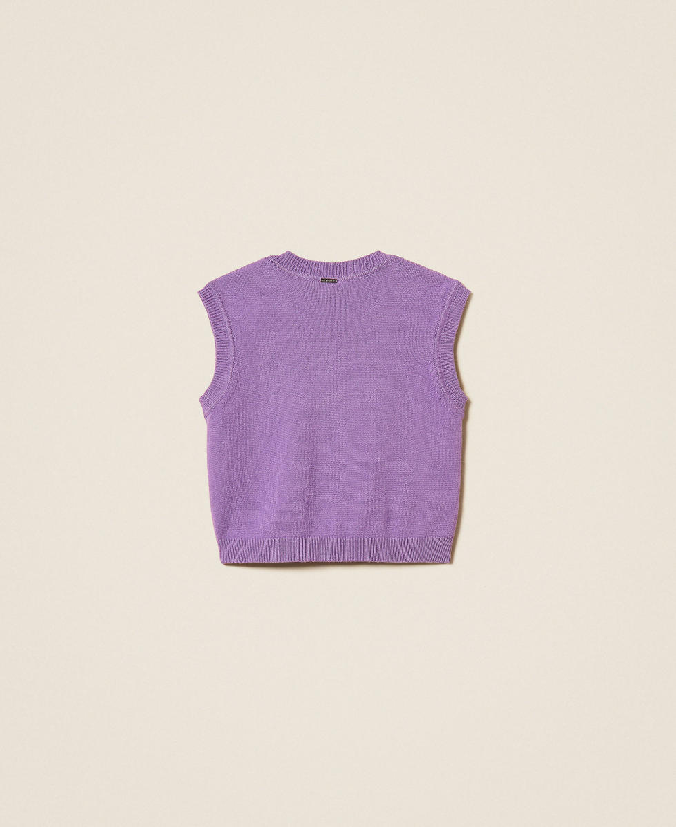Gilet en maille avec losanges Violet "Jacinthe"/Losange Blanc "Neige" Fille 262GJ3050_13778_S1