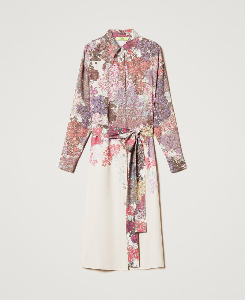 Langes Hemdblusenkleid MYFO mit Blumenmotiv Summer Sand Camouflower Frau 251AQ2070_12416_0S