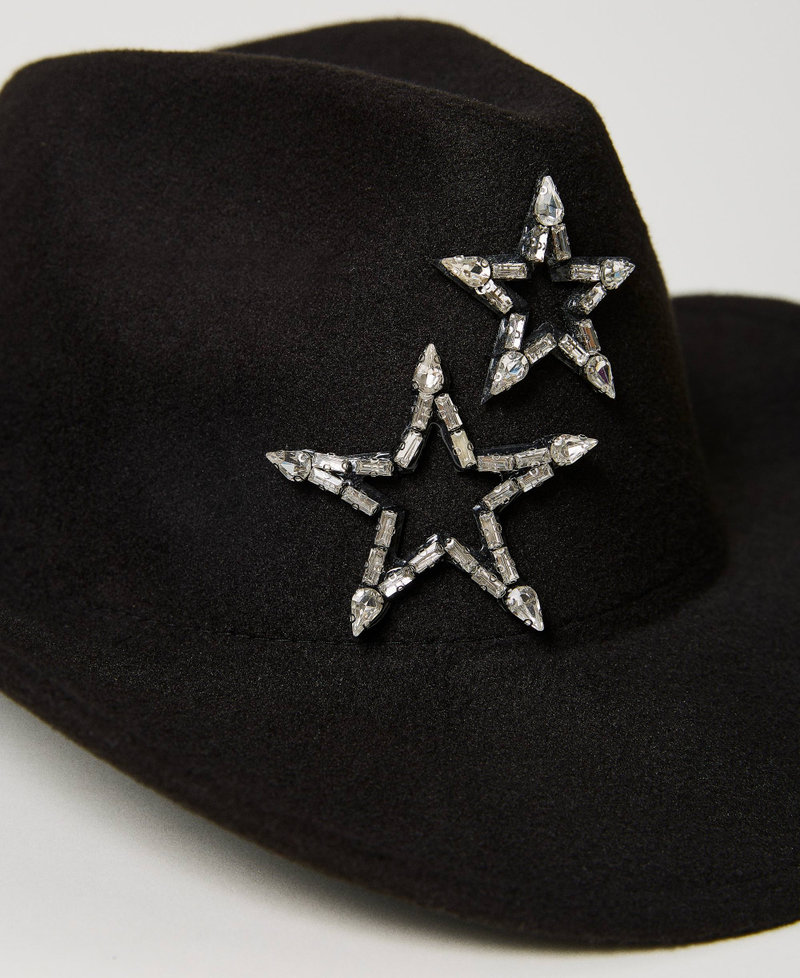 Wool cloth hat with stars Black Woman 241AA4100-02