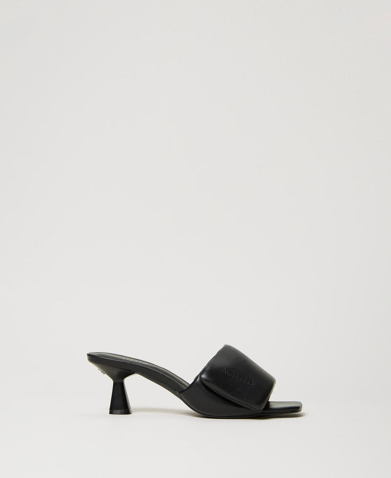 Sandales mules avec bande matelassée Noir Femme 241ACP020-01