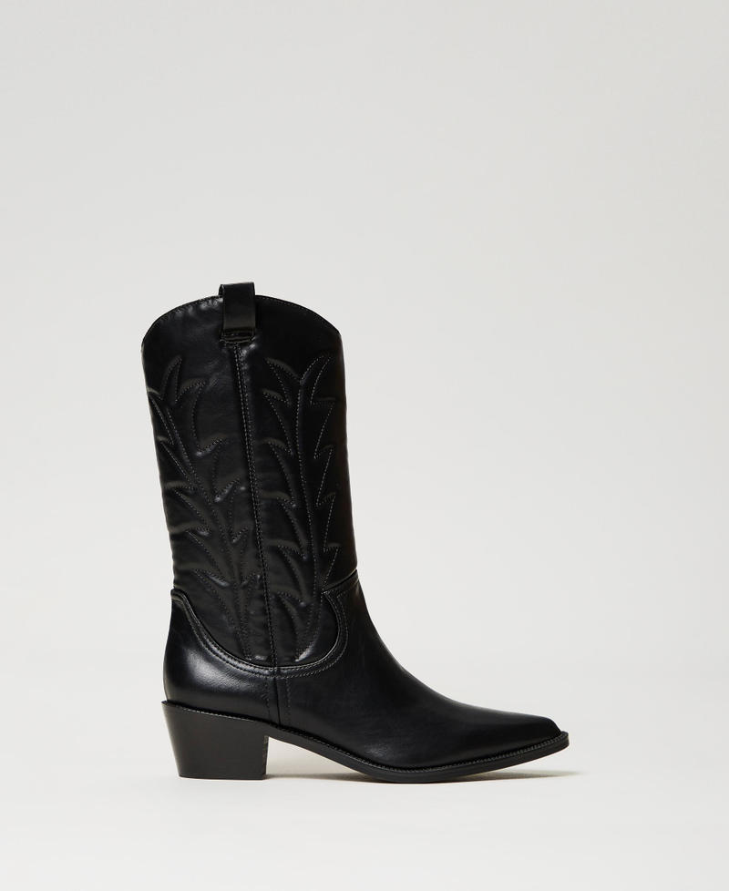 Texas boots with embroidery Black Woman 241ACP030-01