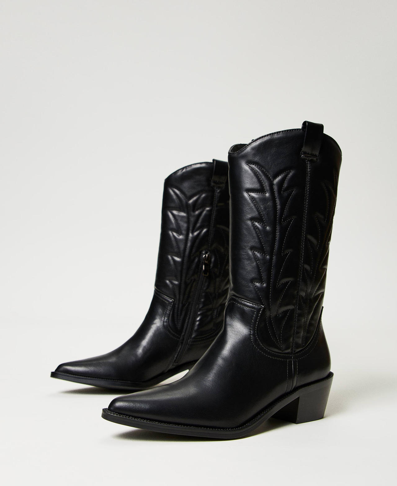 Texas boots with embroidery Black Woman 241ACP030-02