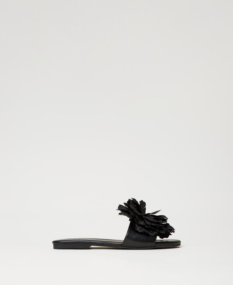 Sandales slides avec fleur Noir Femme 241ACT022-01