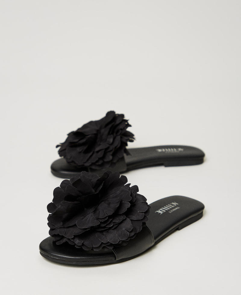 Sandales slides avec fleur Noir Femme 241ACT022-02