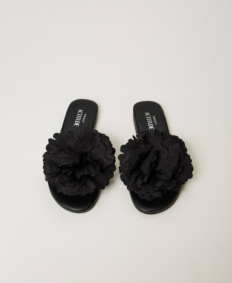 Sandales slides avec fleur Noir Femme 241ACT022-04