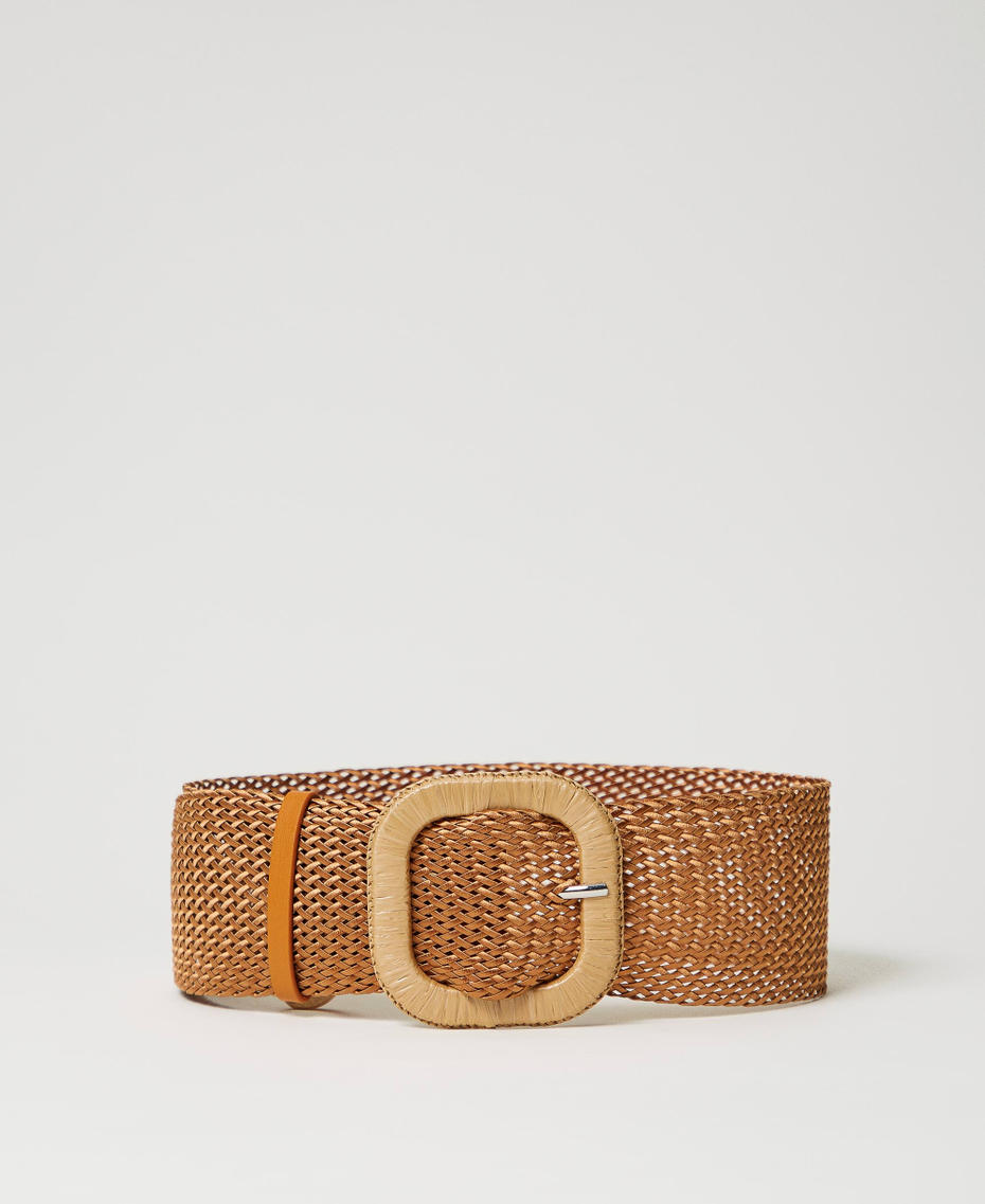 Raffia-like woven belt &ldquo;Medal Bronze&rdquo; Brown Woman 241AO5030_11515_01