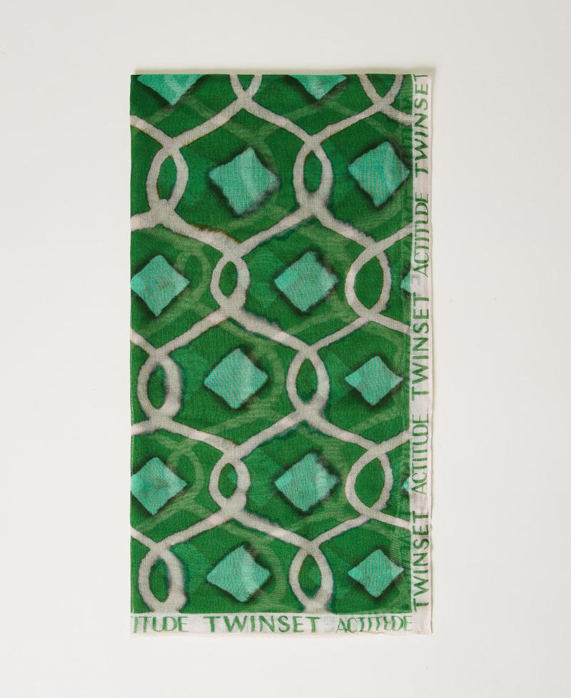 Kefiah stampata con logo Stampa Fern Green Tile Donna 241AO5080-01