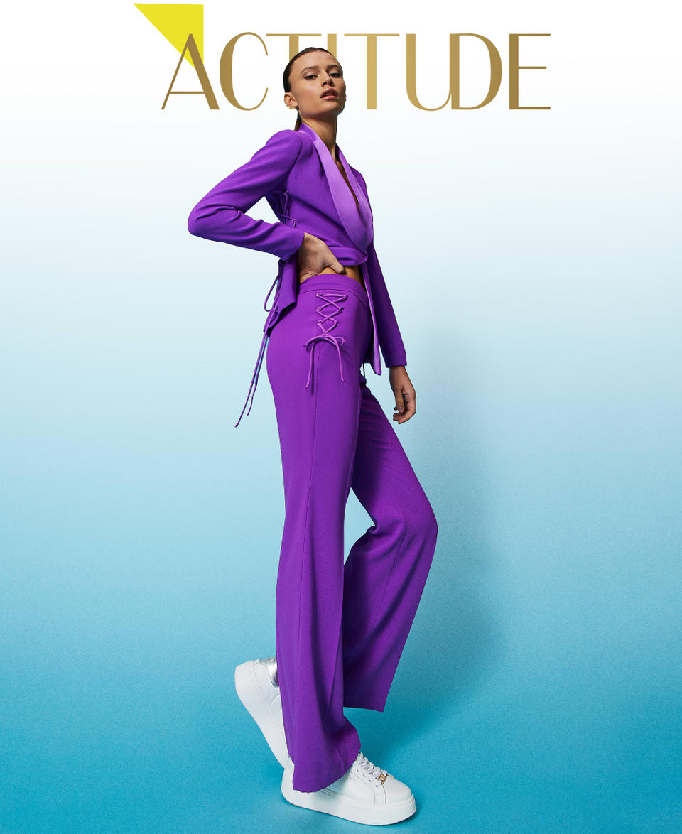 Flared trousers with drawstring "Sparkling Grape" Purple Woman 241AP2062_11253_01