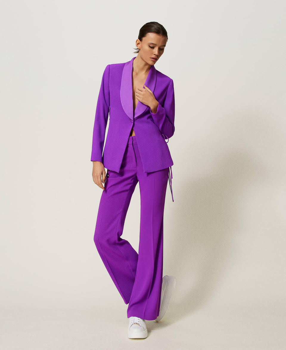 Flared trousers with drawstring "Sparkling Grape" Purple Woman 241AP2062_11253_02