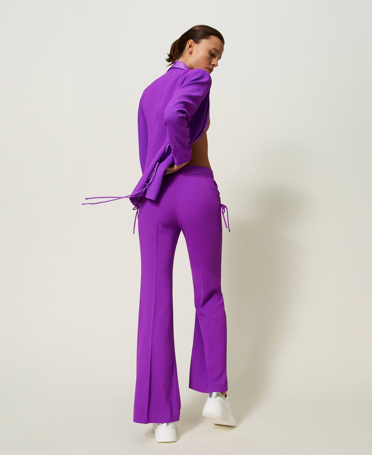 Purple flared trousers outlet