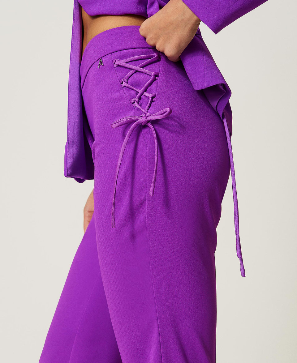 Flared trousers with drawstring "Sparkling Grape" Purple Woman 241AP2062_11253_04