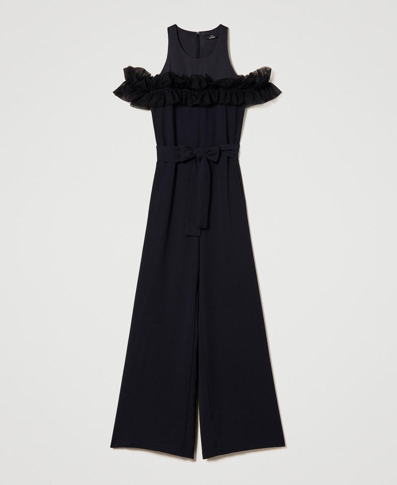 Jumpsuit with tulle ruffles Black Woman 241AP2065-0S