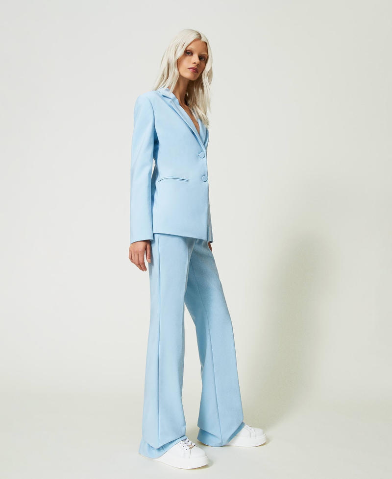Flared technical fabric trousers Light "Airy Blue" Woman 241AP2072-02