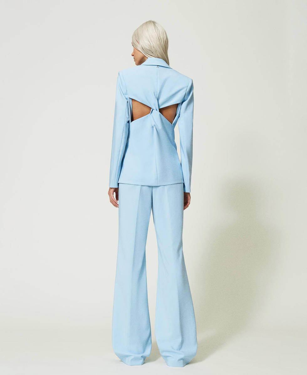 Flared technical fabric trousers