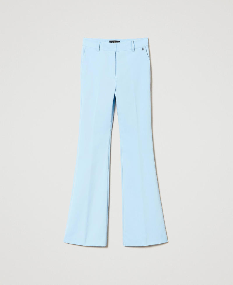 Flared technical fabric trousers Light "Airy Blue" Woman 241AP2072-0S